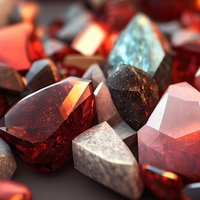 赤く輝くレッドストーンとクリスタル風の鉱石の写真