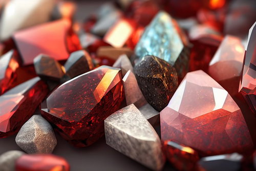 赤く輝くレッドストーンとクリスタル風の鉱石