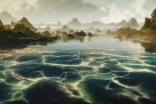 水面を漂う金色の液体が作る波紋と水質汚濁