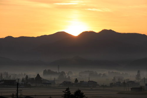 A Rural Town Shrouded in Fog