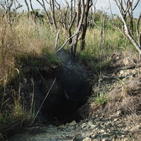 壕から噴き出す蒸気の写真