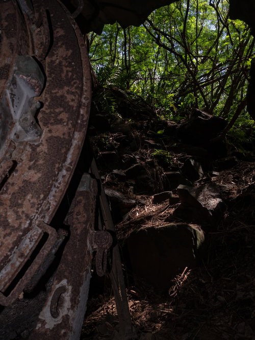 探照灯側から見る壕の入り口付近