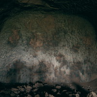 硫黄島南側の戦車壕または魚雷整備壕奥壁の写真