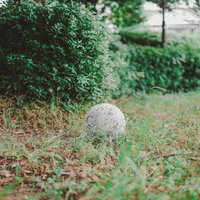 公園に放置されたサッカーボールの写真