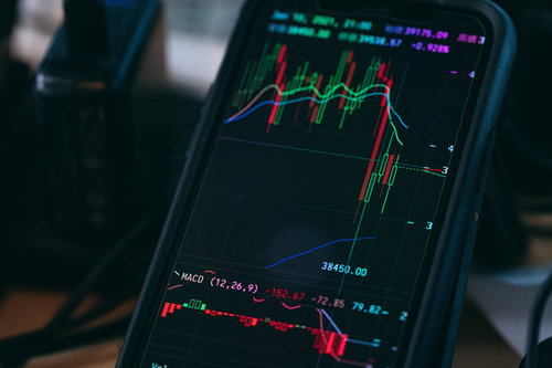 スマホの画面に表示されたFXチャートと投資グラフ