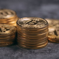 BETされた金色のビットコインの写真