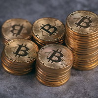 積み上げたビットコインの山の写真