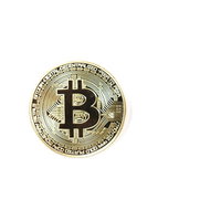 白い背景に置かれたゴールドカラーのビットコイン1枚の写真