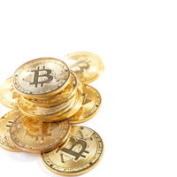 積み重なったビットコイン（暗号通貨）の3D投資の写真