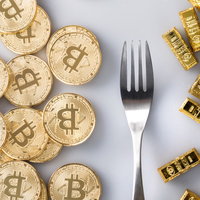 ハードフォークで分岐したビットコインとビットコインゴールドの写真