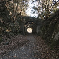 熊本の熊延鉄道遺構・八角トンネルの石造り洞門の写真