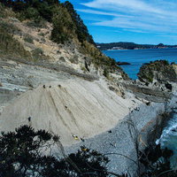 龍宮窟の海岸に形成されたサンドスキー場の自然地形の写真