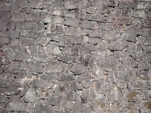 熊本城跡の風化した灰色石垣のテクスチャ
