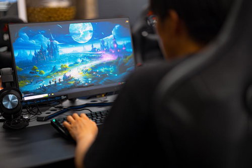 リアルストラテジーゲームをプレイする男性