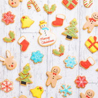 可愛いキャラクターのクリスマスアイシングクッキーの写真