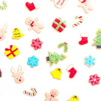 クリスマス用手作りアイシングクッキーの詰め合わせの写真