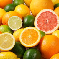 カットした柑橘系フルーツの盛りだくさん盛り合わせの写真