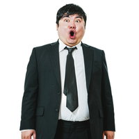 えっ、まじでー、の表情（白背景・室内）の写真