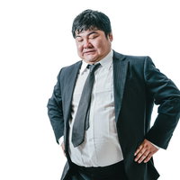 お腹が邪魔して下が見えない会社員の実態と健康管理の写真
