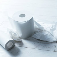 トイレのあと、お尻がふけてなくて汚い床に散らばったトイレットペーパーの写真