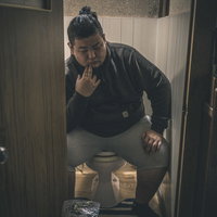 便座からバキっと音が聞こえたデブ男子、トイレで頭を抱えるの写真