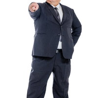 動かないで指示ばかりする上司の指差しポーズの写真