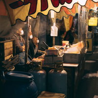 夜祭りのじゃがバター露天の写真