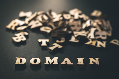 価値の高いドメイン名を表現する木製英文字