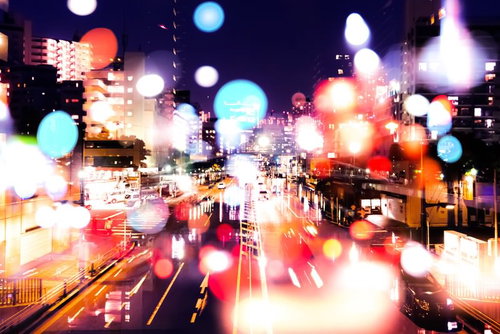 City Where Neon Falls Like Rain (Photomontage)