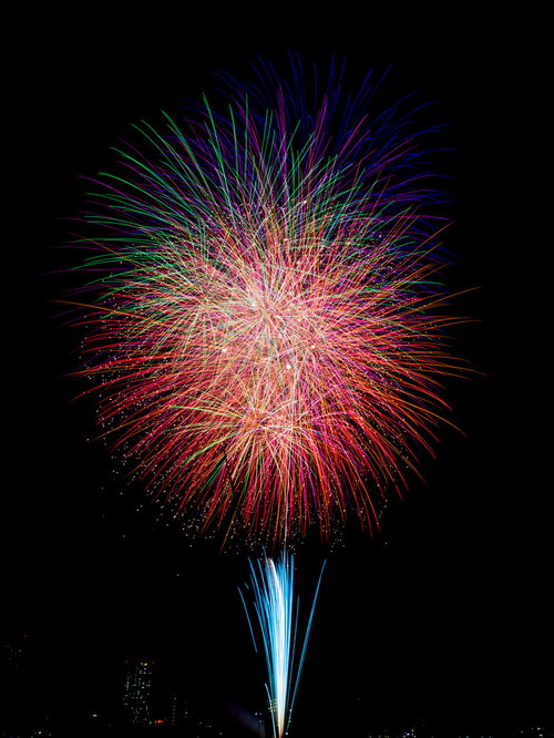 夏の夜空を彩る江戸川区花火大会のスパーク