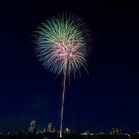 夜空を彩る花火大会の打上げ花火（江戸川区花火大会）の写真