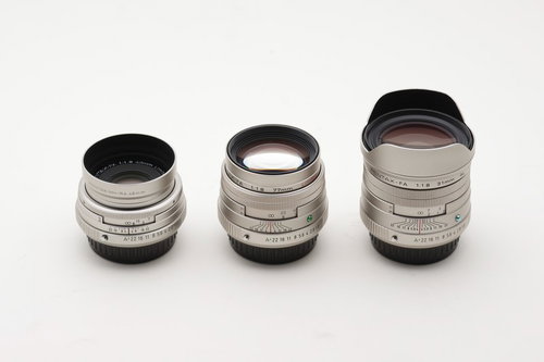 FA Limited レンズ 49mm、77mm、31mm 3本並べて比較