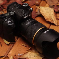 秋の落ち葉に置かれたPENTAX K-1 MarkⅡの写真