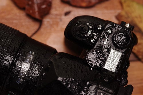 雨でびしょびしょに濡れたK-1MarkⅡのダイヤル部分