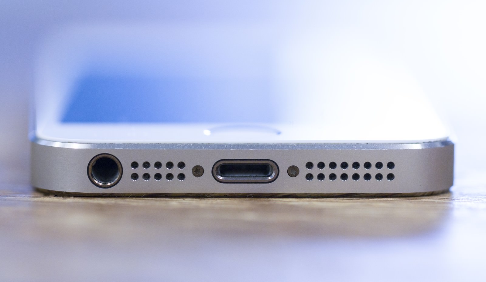 iPhoneの底面のドッグコネクタと充電端子