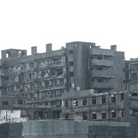 朽ち果てた軍艦島の69号棟端島病院跡|廃墟の写真
