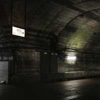 クリーチャーが徘徊しそうな不気味な土合駅の地下通路の写真