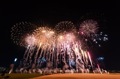 江戸川区花火大会の速射連発花火とスターマイン