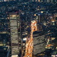 ヘリ遊覧の都市夜景（新宿上空）の写真