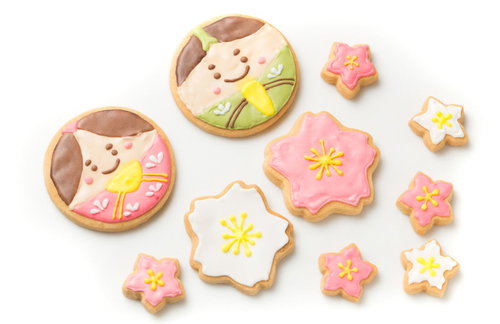 ひなまつりのアイシングクッキー、お内裏様とお雛様のデコレーション