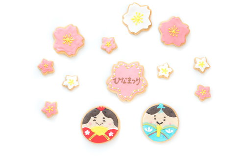 花見をするひなまつりのアイシングクッキー