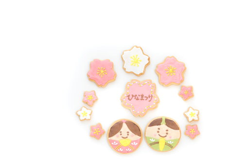 仲良し男雛と女雛のアイシングクッキー