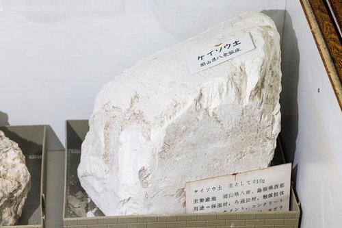 資料館で展示されているケイソウ土の標本
