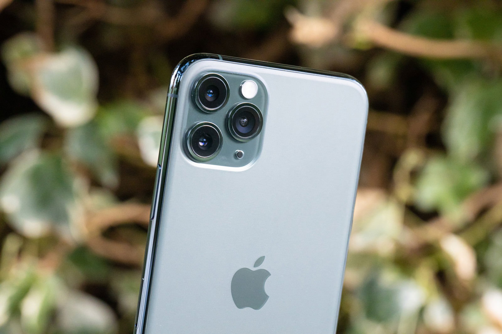 背面のトリプルカメラシステムが見えるiPhone 11 Pro