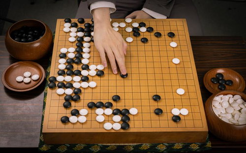 本因坊秀策の名手「赤耳の一手」を再現した囲碁の一局面