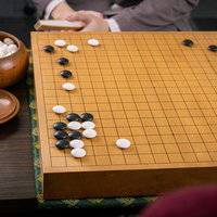 白ノゾキから黒一段に迫る局面の囲碁対局、緊張感漂う真剣勝負の写真