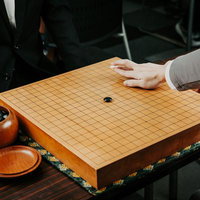 初手天元への対応を模索する白の一手を打つの写真