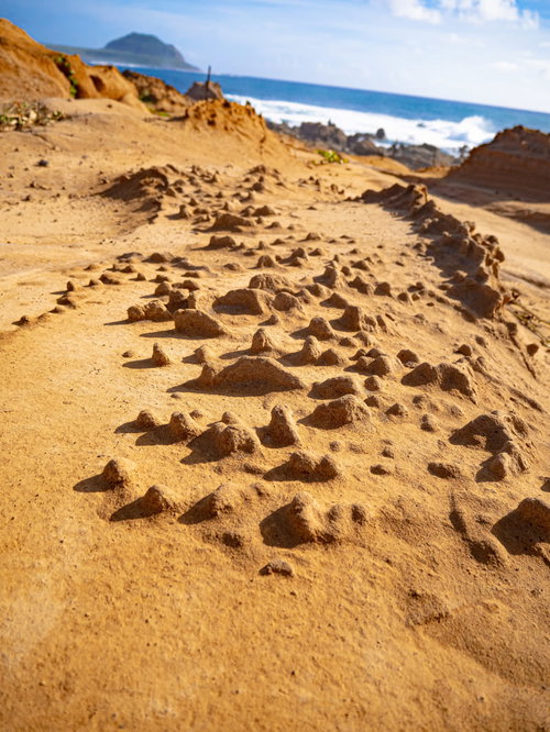 まるでニョキニョキと岩が生まれたように見える釜岩の岩肌
