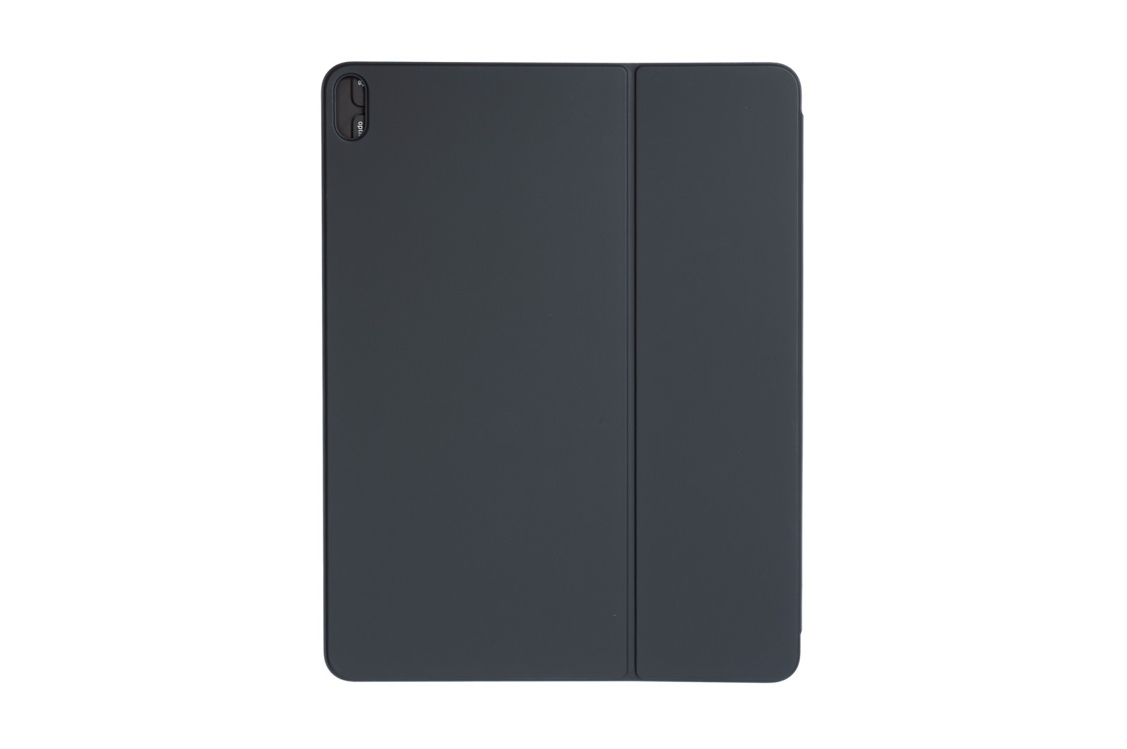 グレーのフォリオケースを取り付けたiPad Proの背面