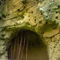 医務科壕近くの壕入り口の弾痕の写真